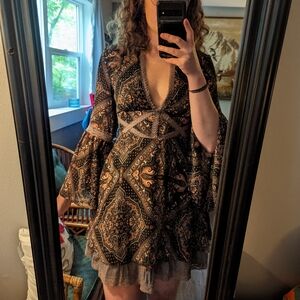 Free people goth low cut short dress